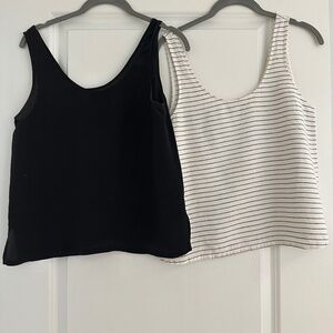 Two Pack Madewell Tanks: Silk Black & Linen Stripe